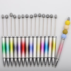 5-100Pcs Beaded Pen Blanks, Bulk Pens, Black Ink Pens, DIY Bead Pens, Beadable Pens for Crafts, Multi Color DIY Craft, Black Ink Pens