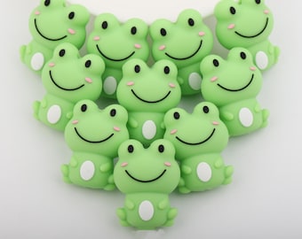 Animal Series：3D Frog Silicone Focal Beads,Focal Silicone Beads,Pencil beads,Focal Beads Bulk for making pens and Keychains.