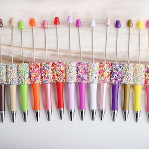 5-100Pcs Beaded Pen Blanks，Bulk Colored sugar Pens，Black Ink Pens，DIY Bead Pens，Multi Color Beadable pens，Beadable Pens for Crafts.