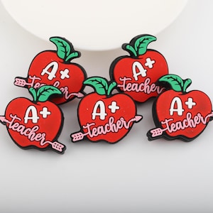 Apple Teacher A+ Silicone Focal Beads,Focal Silicone Beads,Pencil beads,Focal Beads Bulk for making pens and Keychains.