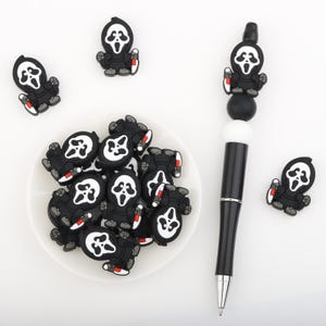 Halloween Scream Silicone Focal Beads,Focal Silicone Beads,Pencil beads,Focal Beads Bulk for making pens and Keychains.