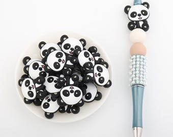232# Animal Series：Panda Silicone Focal Beads,Focal Silicone Beads,Pencil beads,Focal Beads Bulk for making pens and Keychains.