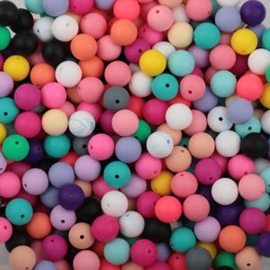 100-800 pezzi di perline in silicone, perline in silicone da 9/12/15 mm, perline in silicone di qualità di colore misto, alla rinfusa per accessori fai da te e portachiavi, artigianato