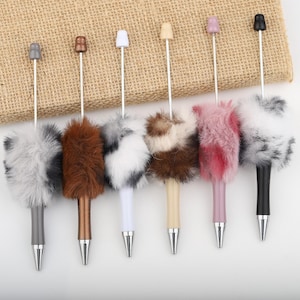 5-100Pcs Beaded Pen Blanks, Leopard print plush bead pen，Bulk Pens, Beadable Pens for Crafts, Multi Color DIY Craft, Black Ink Pens.