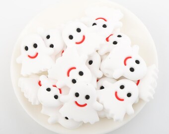 300# Halloween series：White Ghost  Silicone Focal Beads,Focal Silicone Beads,Pencil beads,Focal Beads Bulk for making pens and Keychains.