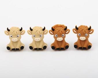 365# Animal Series：3D Highland Cow Silicone Focal Beads,Focal Silicone Beads,Pencil beads,Focal Beads Bulk for making pens and Keychains.
