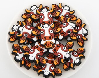 242# Animal Series：Surprised Cow Silicone Focal Beads,Focal Silicone Beads,Pencil beads,Focal Beads Bulk for making pens and Keychains.
