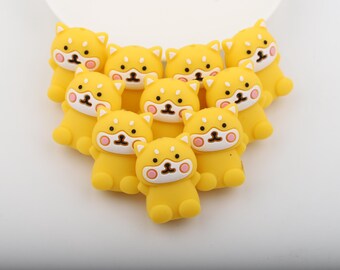 326# Puppy Series：3D Dog Silicone Focal Beads,Focal Silicone Beads,Pencil beads,Focal Beads Bulk for making pens and Keychains.