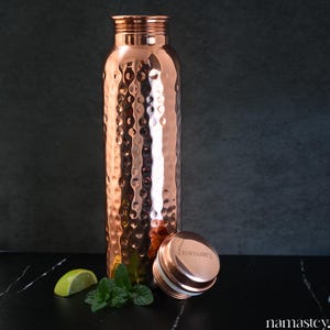 Hammered Copper Water Bottle: Ayurvedic Wellness, Leak-Proof, Handmade