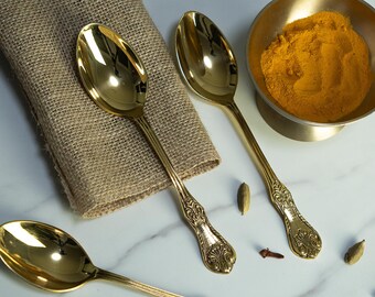 Cucharas de latón artesanales - Elegante juego de vajilla de comedor de 8