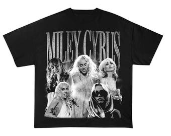 Miley Cyrus Black & White Shirt | 90s Retro Vintage Tshirt | Bootleg T-shirt | Hip Hop Graphic Tee