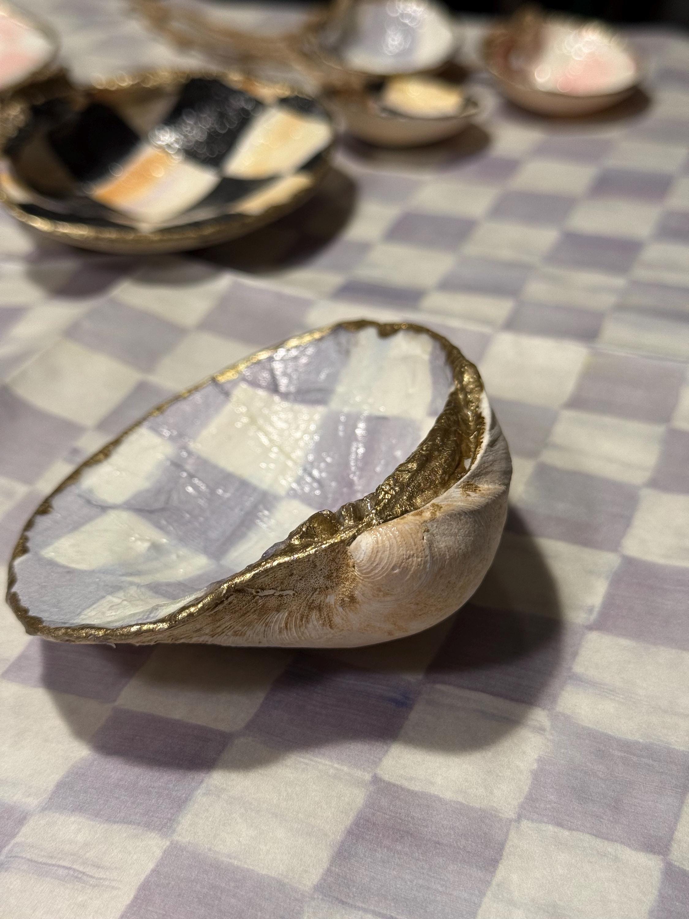 Checkered Clam Shell Ring Dishes - Etsy