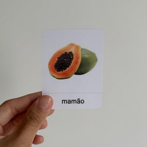 36 cartes de fruits Montessori en portugais avec de vraies images / 36 cartes Montessori de fruits en portugais avec des images réelles