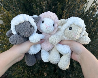 Crochet Lamb Plushie Snuggler: Nursery Decor