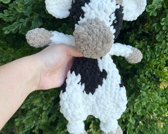 Crochet Cow Plushie Snuggler - Nursery Decor