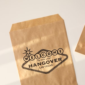 Las Vegas Papiertüten | Bachelorette Hochzeit Geburtstag Event Kasino Thema Papiertüten | Hangover Kit Beutel 12 x 18 cm Braun