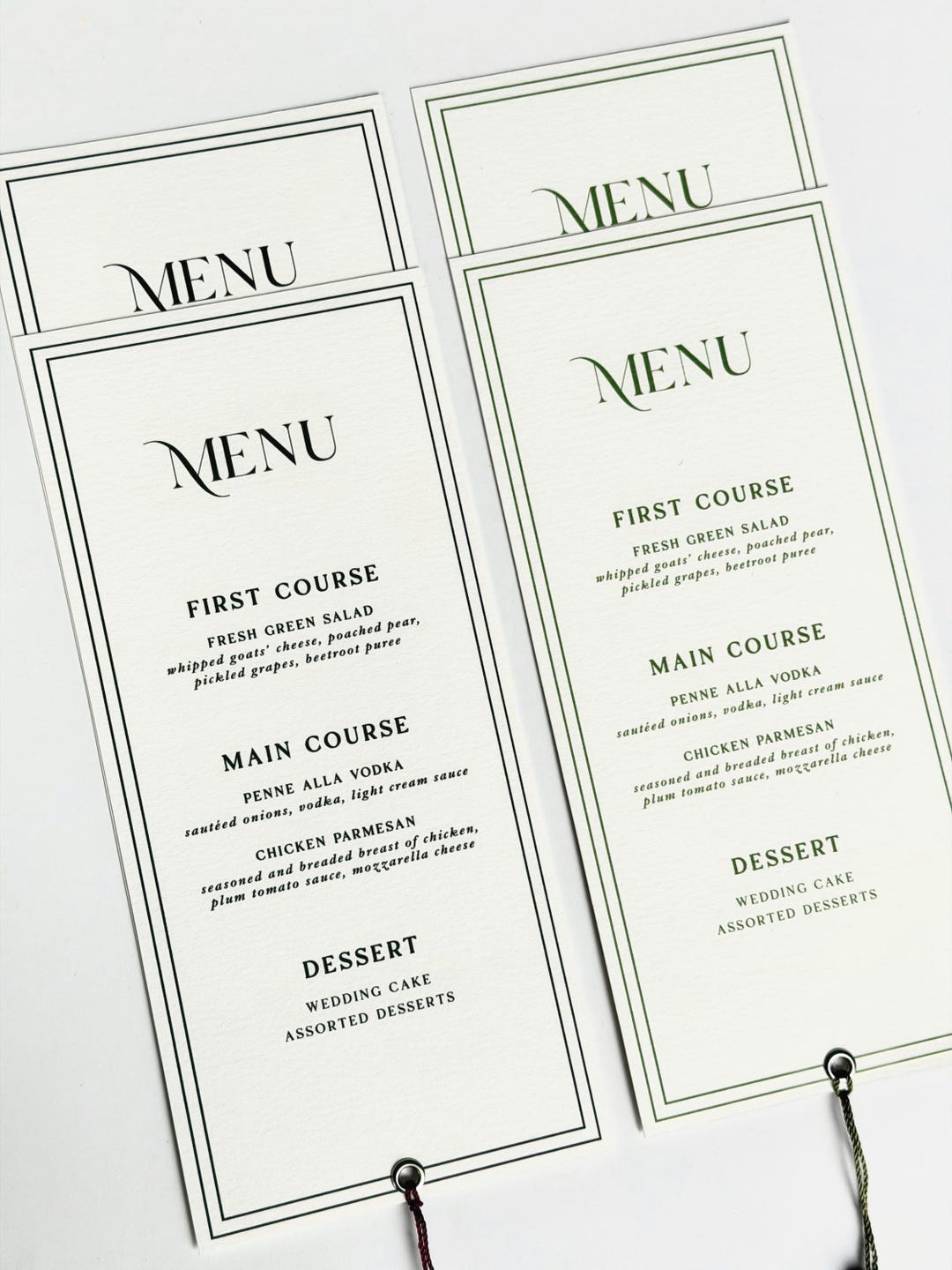 Simple Wedding Menu Formal Black Tie Textured Ivory Food Menu 