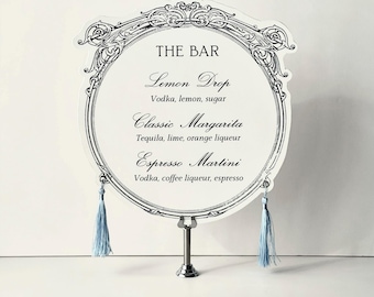 Vintage-inspired Cocktail Sign | Ornate black tie Wedding, bridal shower, birthday, event, party guest signage | Guestbook, Welcome sign