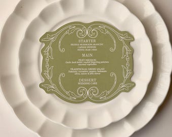 benutzerdefinierte Vintage romantische Menüs |  Venezianisches Hochzeitsmenü & Namenkarten, Vintage französische elegante Tischdekoration, Verlobung, Geburtstag, Brautparty