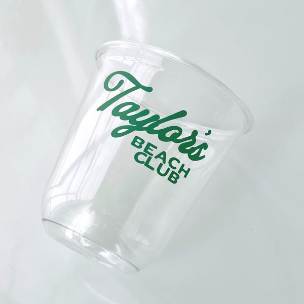 gobelet en plastique personnalisé pour club de plage | enterrement de vie de jeune fille | tasse de vacances personnalisée | voyage de marque | gobelets jetables en plastique