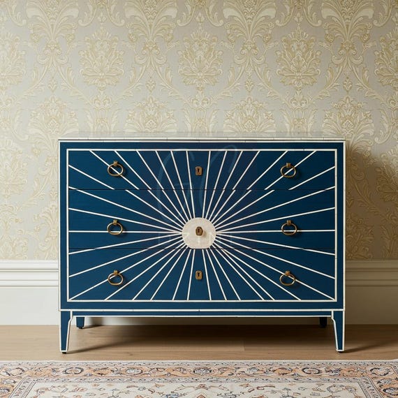 blue bias cut dress Scroll Vine Bone Inlay Entryway Cabinet Navy Blue main image 0