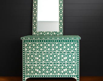 Star Pattern Bone Inlay Dresser: Zed Green Handmade Furniture
