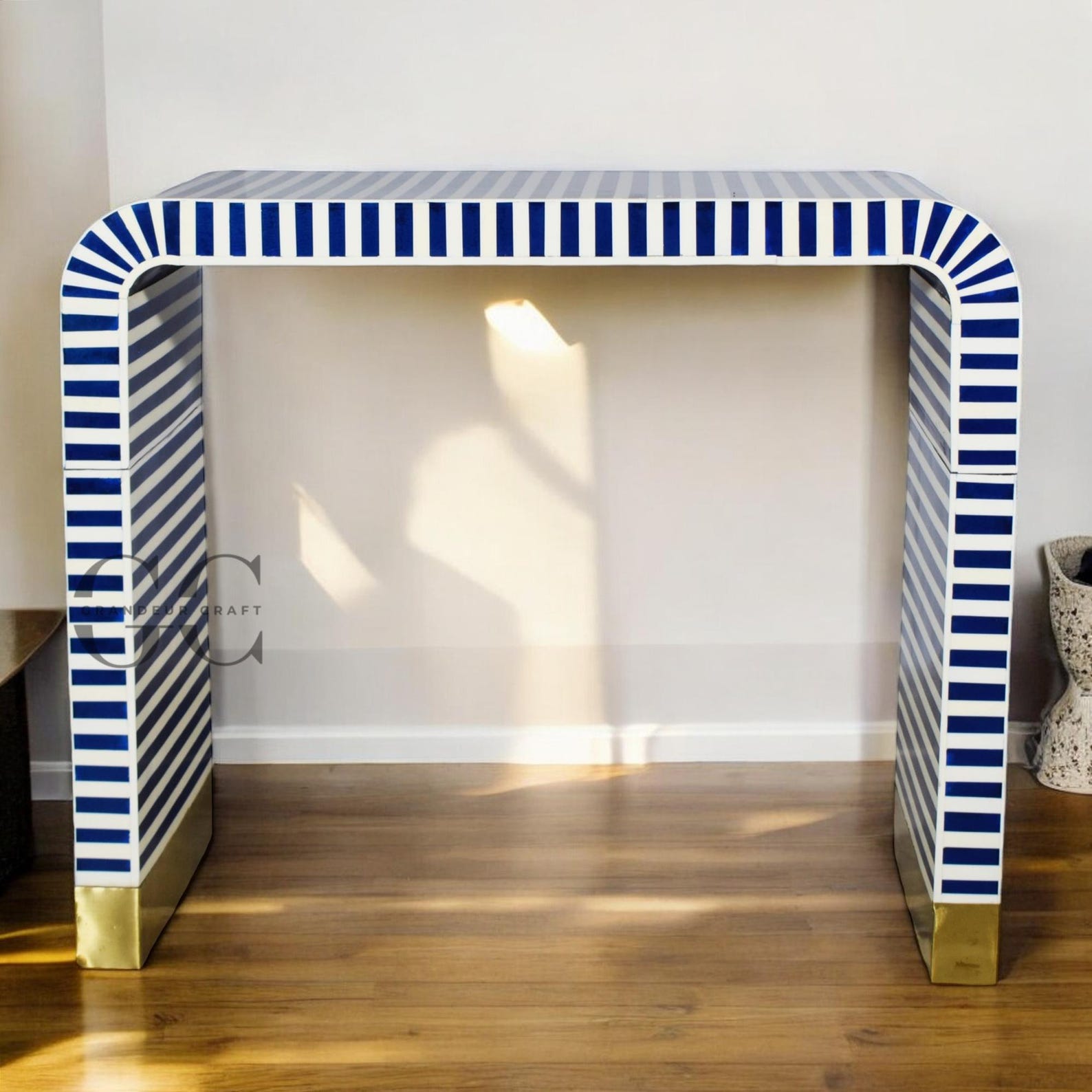 Bone Inlay Console Table | Waterfall Pattern Console Table | U Shape ...