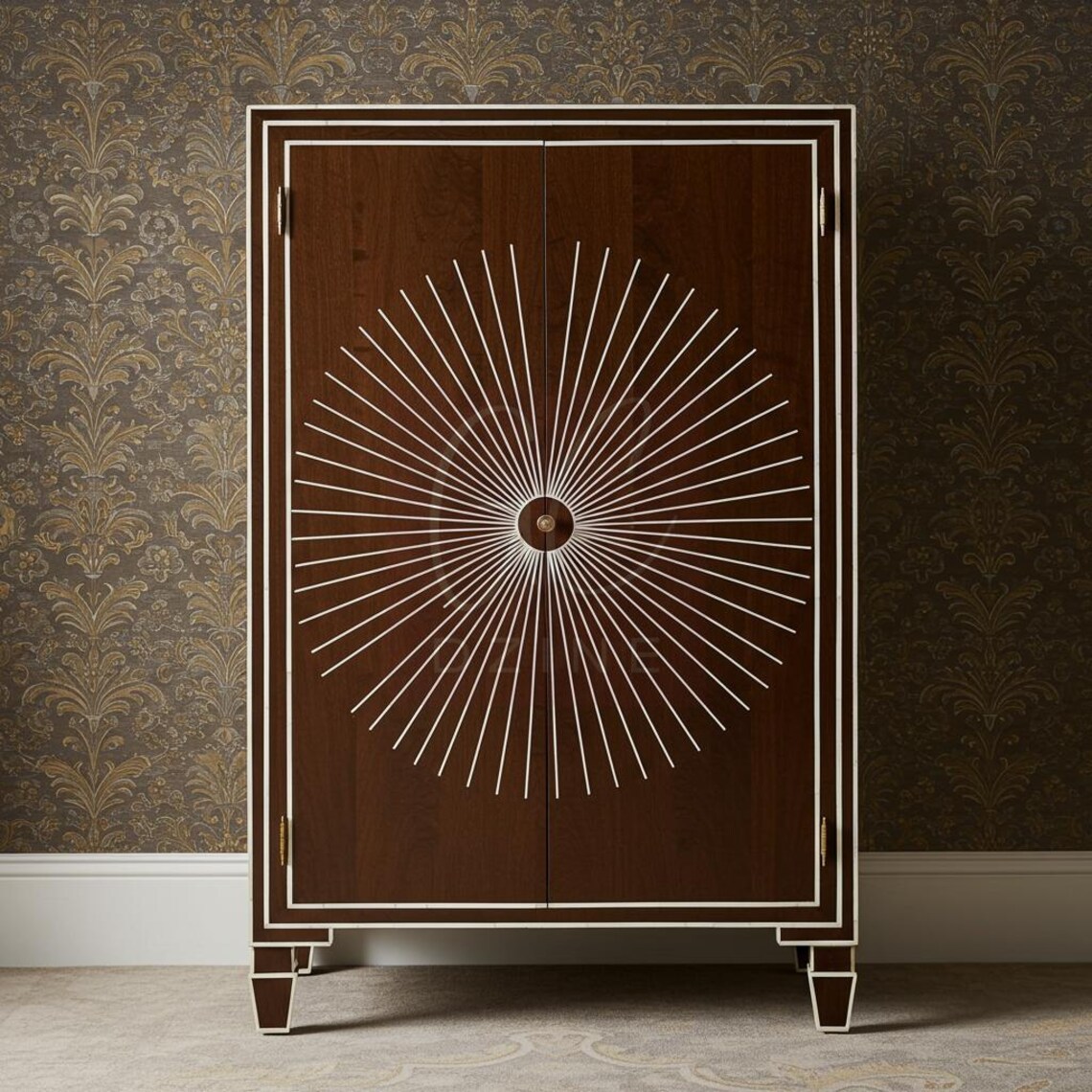 Handcrafted Bone Inlay Cabinet: Sunburst Design, Luxury Furniture - Etsy