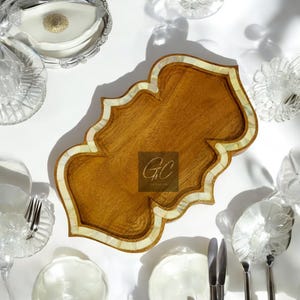 Mother of Pearl Tray |  Wooden Tray for home | Mother of Pearl Inlay wooden tray | Serving Tray