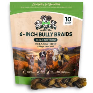 6-Inch Bully Braids - 10 Count | All-Natural Dog Chews | Long-Lasting Treats for Dogs