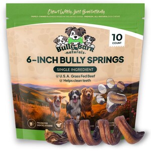 10 Count 4-6 Inch Bully Springs – Natural Dog Chews for Aggressive Chewers –High-Protein Treats – Premium Beef – Grain-Free & Hypoallergenic