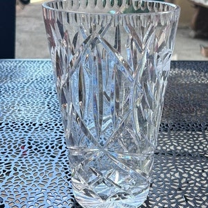 ONE Vintage LEAD CRYSTAL Glass Vase Compact Glass Vase Cut Glass Vase Straight Sided Vintage Clear Glass