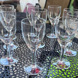 Six French Vintage Small Stemmed Crystal Glasses / Simple Yet Elegant French Glasses/ Chic Crystal Glasses, set of 10