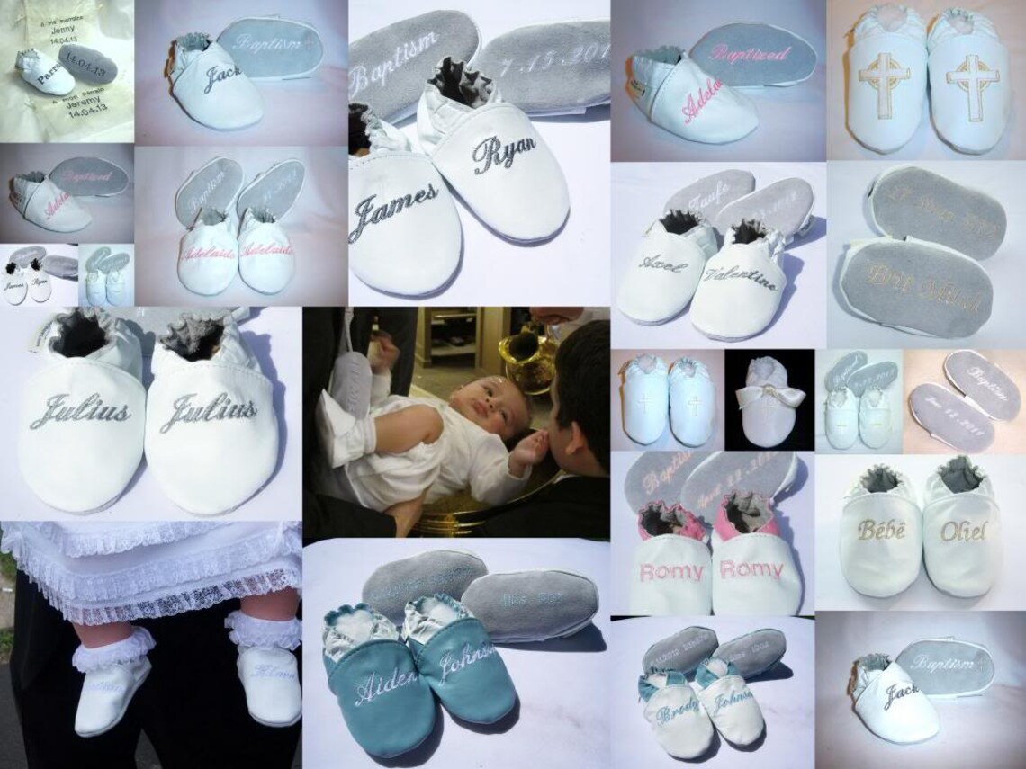 White Leather Baby Shoes Baptism Shoes -personalized Baby Girl Shoes ...