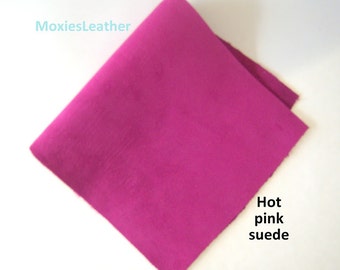 hot pink suede piece - plum suede piece - suede remnants -lilac suede