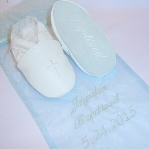 Baptism gift leather baby shoes personalized girl or boy leather shoes leather baptism shoes, baptism booties image 4