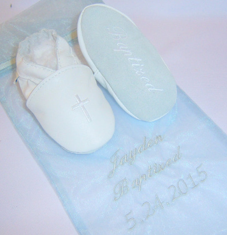 Baptism gift leather baby shoes personalized girl or boy leather shoes leather baptism shoes, baptism booties image 4