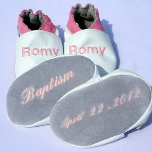 Baptism gift leather baby shoes personalized girl or boy leather shoes leather baptism shoes, baptism booties image 2