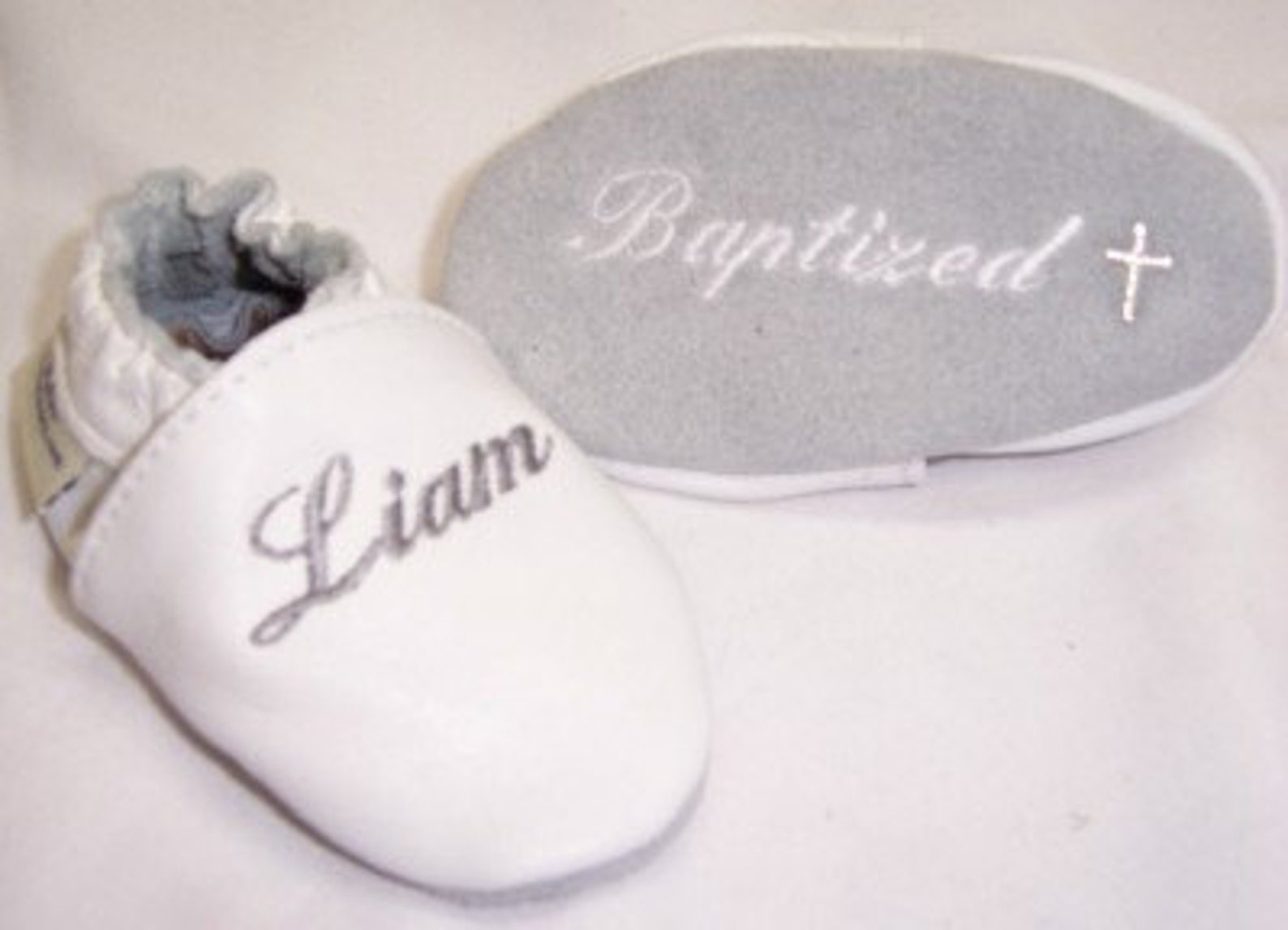 Baby Shoes Baptism Christening Leather With Name Embroidered Etsy