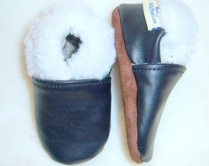 Leather suede baby shoes fully lined
