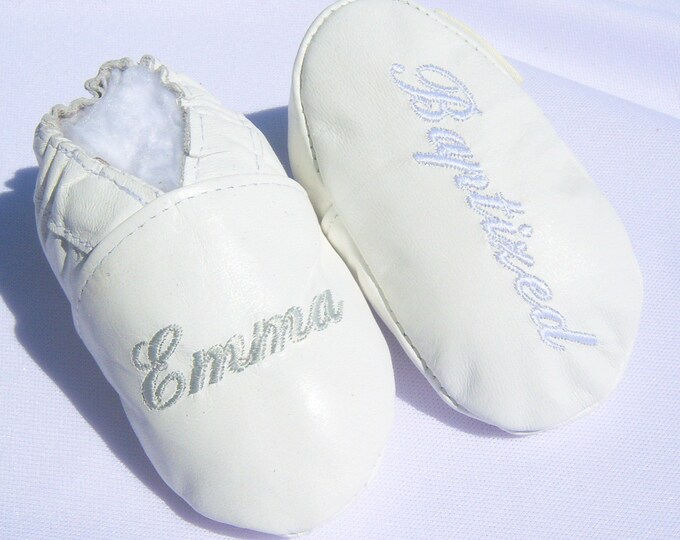 baby girl baptism shoes , baby boy baptism shoes, OFF WHITE leather baptism shoes, WHITE baptism shoes ,personalised baptism shoes