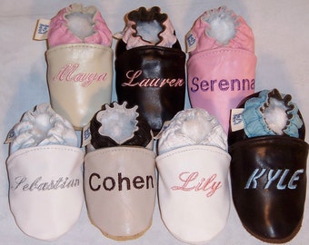 baby booties , leather baby shoes , monogram baby booties ,baby girl monogrammed baby shoes , baby boy personalized shoes, infant booties