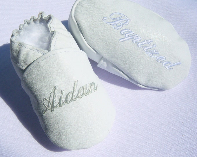 baby girl baptism shoes , baby boy baptism shoes , all white LEATHER baptism shoes , off white baptism shoes ,personalised baptism shoes