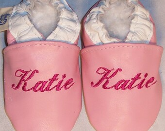 handmade leather baby shoes -personalized baby shoes - genuine leather custom made shoes - monogram baby shoes