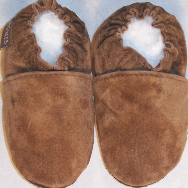 suede baby mocassins from Moxies baby shoes - suede shoes - suede moccs - handmade moccs -