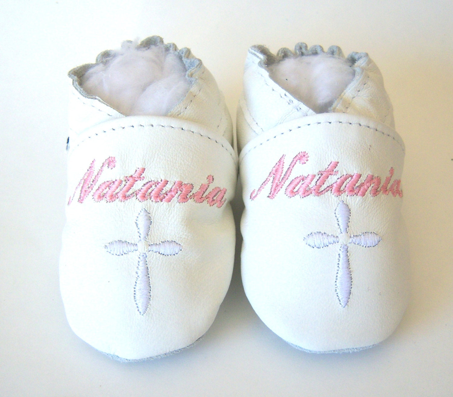 Baby girl leather baptism shoes baptism booties Gift from ...