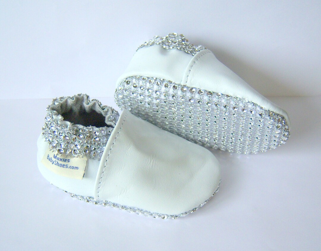Baptism Leather Sparkle Shoes, Baby Girl Baptism Shoes Leather and