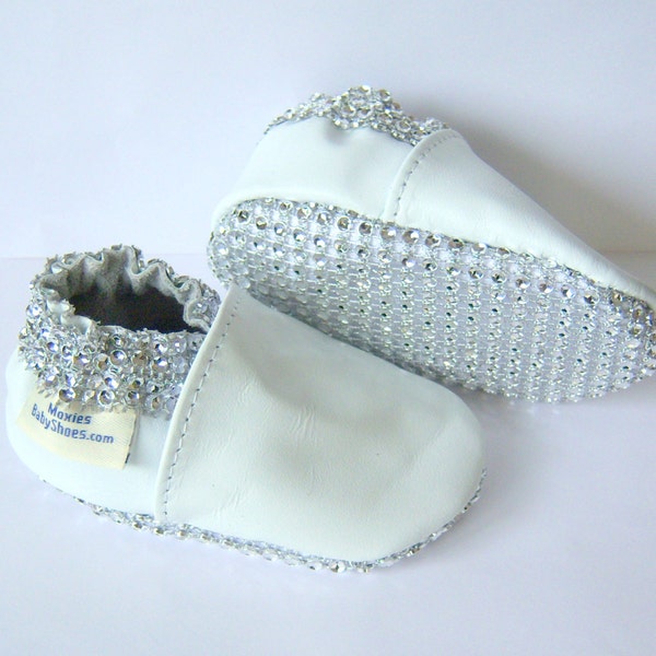 Moxies faux Swarovski chausson cuir souple pour bebe