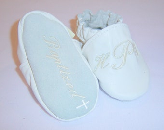 leather Baptism shoes-Monogrammed Baby Shoes - monogrammed shoes -3 letter monogram shoes - custom made leather monogrammed shoes