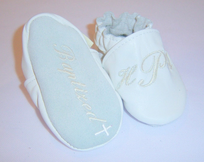 leather Baptism shoes-Monogrammed Baby Shoes - monogrammed shoes -3 letter monogram shoes - custom made leather monogrammed shoes